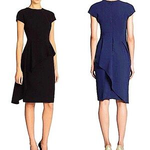 ❤️ Teri Jon by Ricki Freeman Black Peplum Short Sleeve Sheath Dress Size 2
